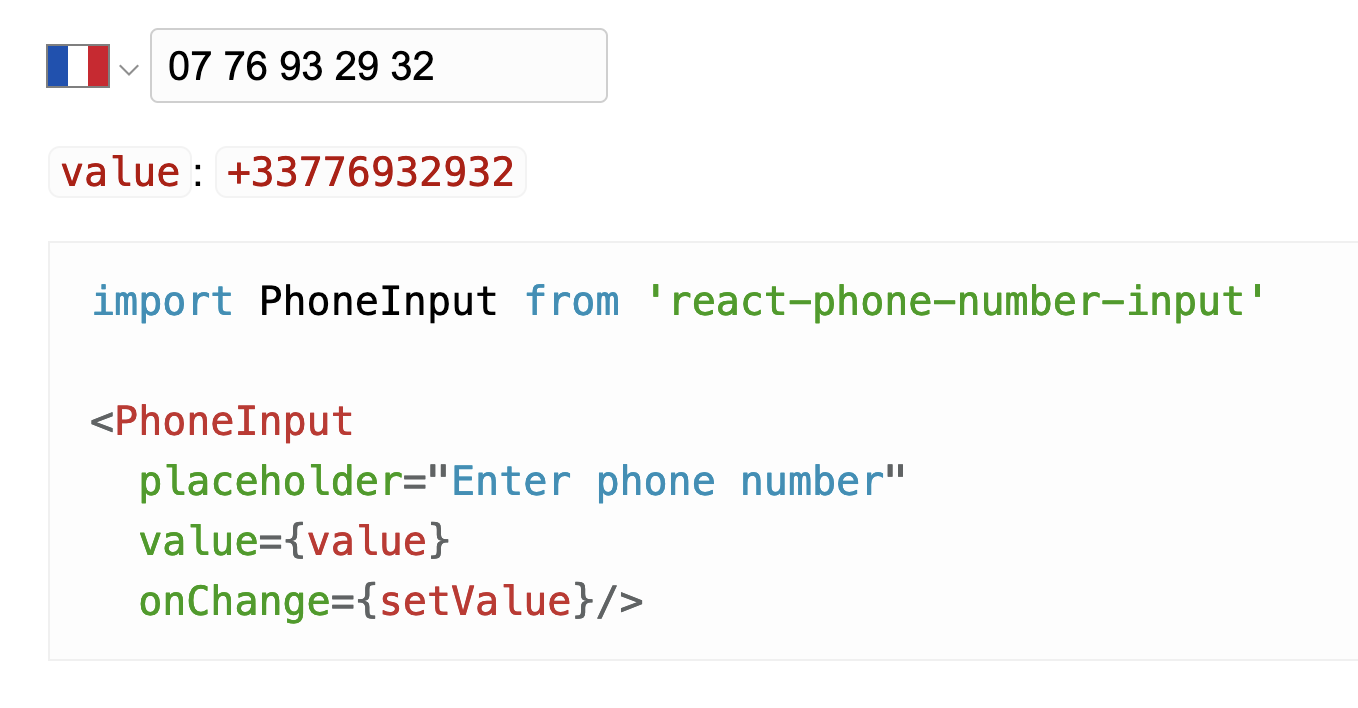 React Phone Number Input